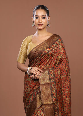 Red Chanderi Silk Saree With Blouse Piece