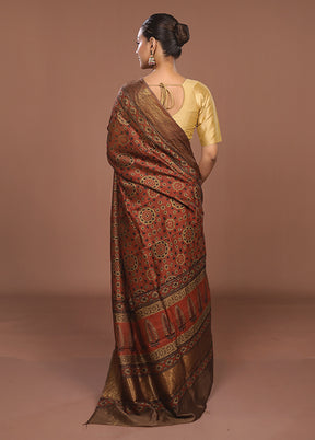 Red Chanderi Silk Saree With Blouse Piece