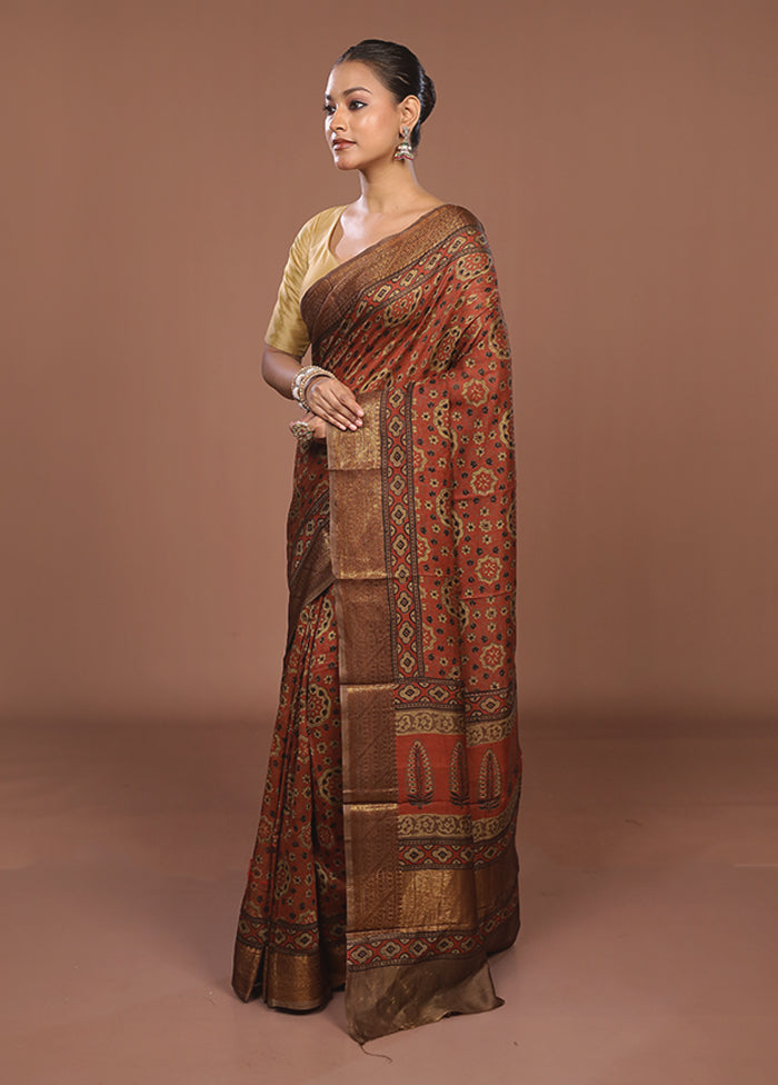 Red Chanderi Silk Saree With Blouse Piece