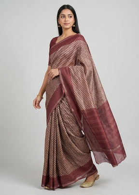 Pink Chanderi Silk Saree With Blouse Piece