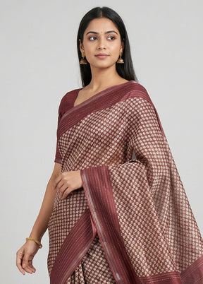 Pink Chanderi Silk Saree With Blouse Piece