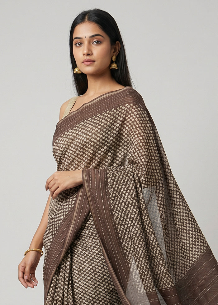 Maroon Chanderi Silk Saree With Blouse Piece