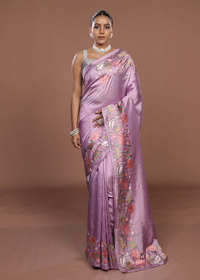 Purple Dupion Silk Saree With Blouse Piece