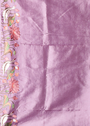 Purple Dupion Silk Saree With Blouse Piece