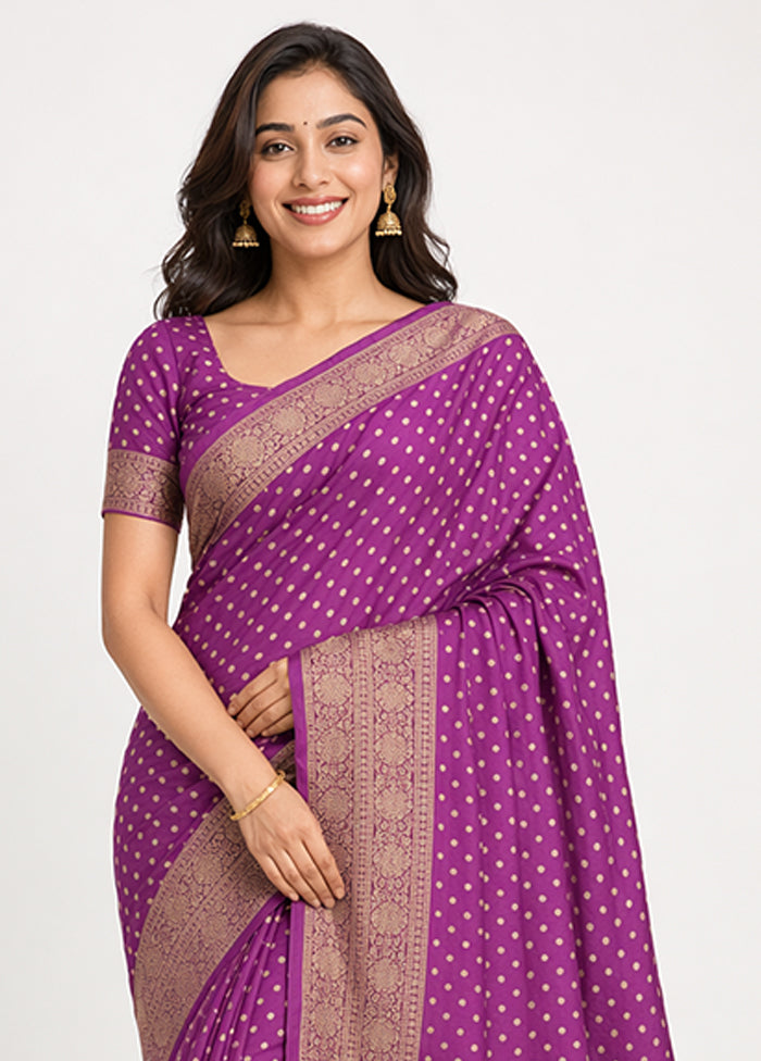Purple Dupion Silk Saree With Blouse Piece