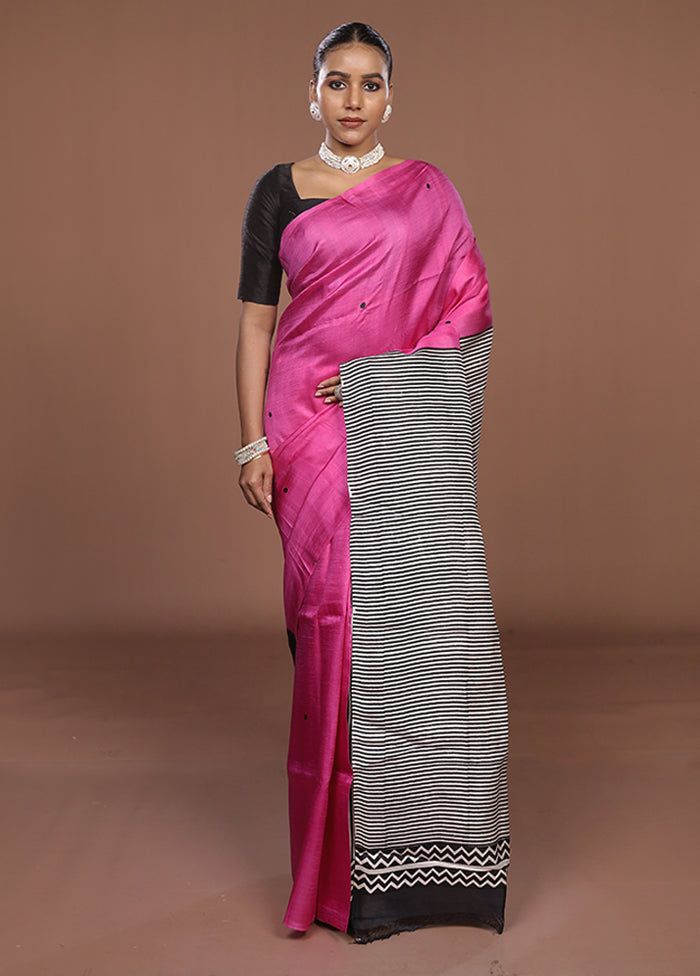 Black Printed Silk Saree Without Blouse Piece