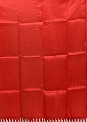 Red Printed Silk Saree Without Blouse Piece