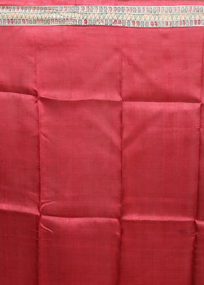 Red Printed Pure Silk Saree Without Blouse Piece