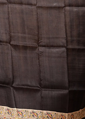 Black Printed Silk Saree Without Blouse Piece