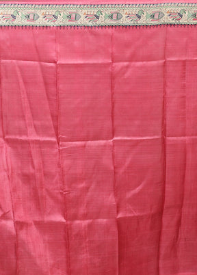 Pink Printed Pure Silk Saree Without Blouse Piece
