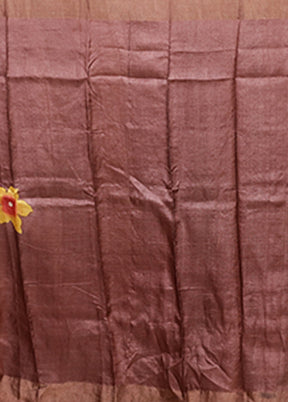 Multicolor Handloom Tussar Pure Silk Saree With Blouse Piece
