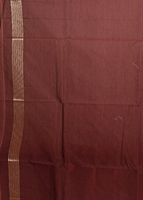 Maroon Kora Silk Saree With Blouse Piece