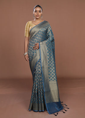 Green Kora Silk Saree With Blouse Piece