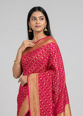 Pink Kora Silk Saree With Blouse Piece