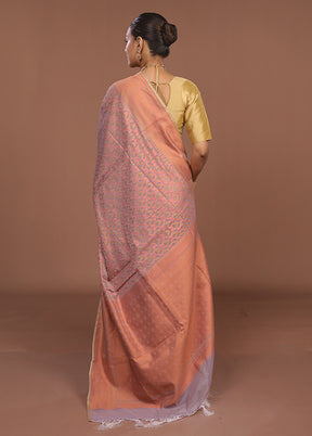 Pink Kora Silk Saree With Blouse Piece