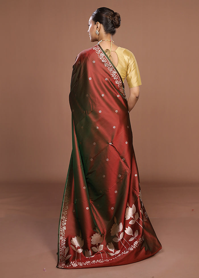 Brown Katan Silk Saree With Blouse Piece
