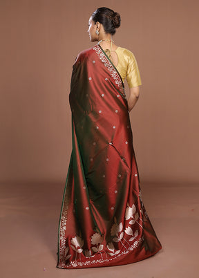 Brown Katan Silk Saree With Blouse Piece