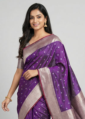 Purple Katan Silk Saree With Blouse Piece