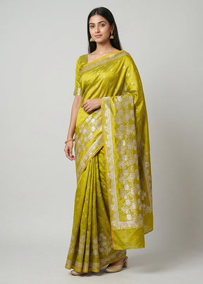 Green Katan Silk Saree With Blouse Piece