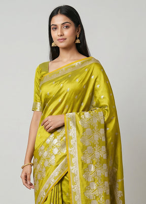 Green Katan Silk Saree With Blouse Piece