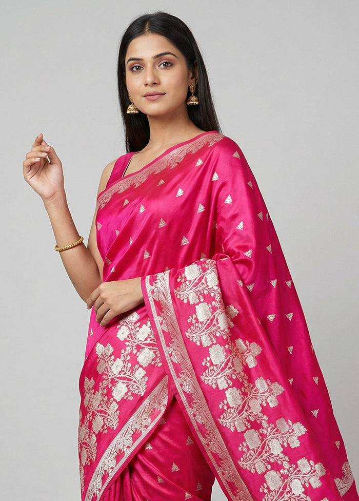 Pink Katan Silk Saree With Blouse Piece