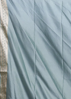 Blue Dupion Silk Saree With Blouse Piece