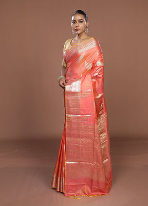 Pink Dupion Silk Saree With Blouse Piece