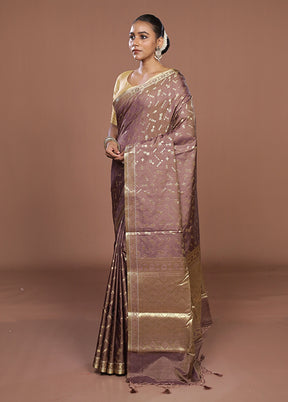 Grey Dupion Silk Saree With Blouse Piece