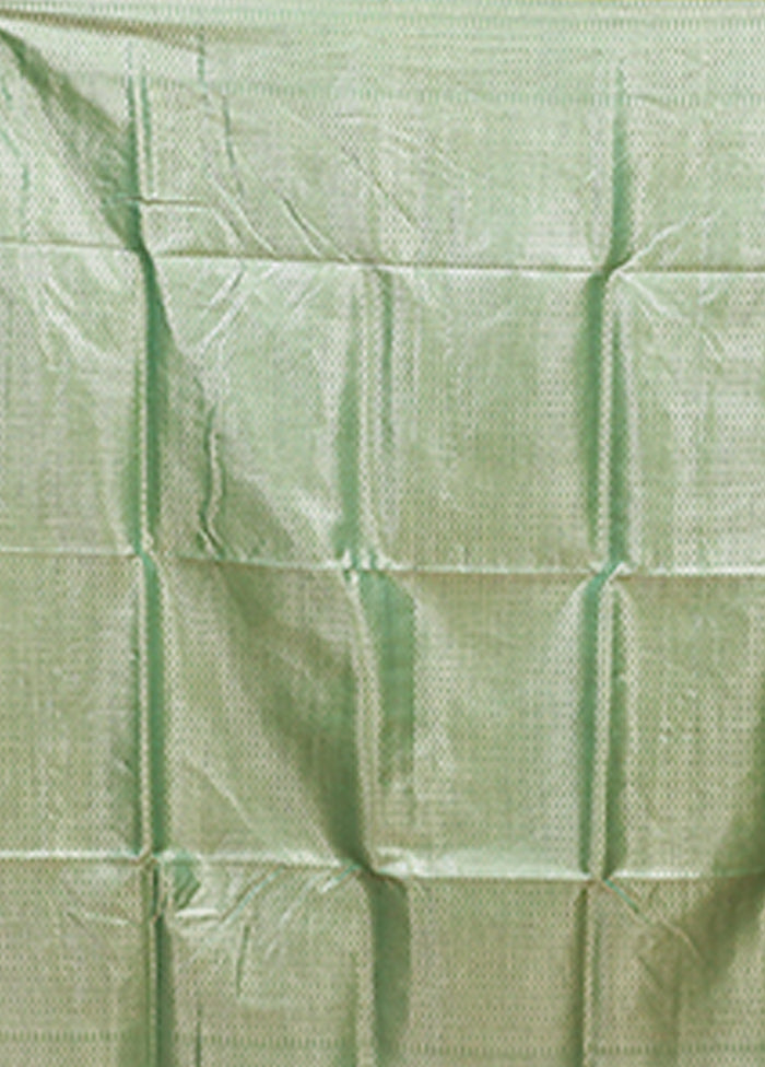 Green Dupion Silk Saree With Blouse Piece