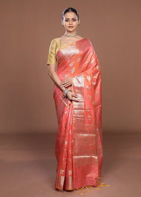 Pink Dupion Silk Saree With Blouse Piece