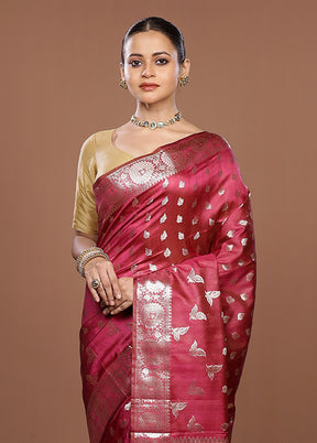Purple Dupion Silk Saree With Blouse Piece