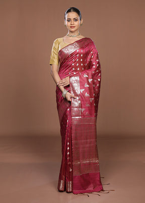 Purple Dupion Silk Saree With Blouse Piece
