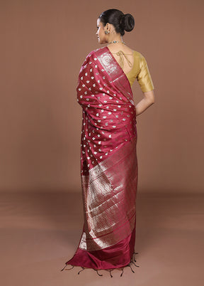 Purple Dupion Silk Saree With Blouse Piece