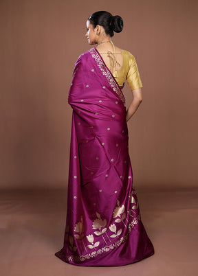 Purple Katan Silk Saree With Blouse Piece