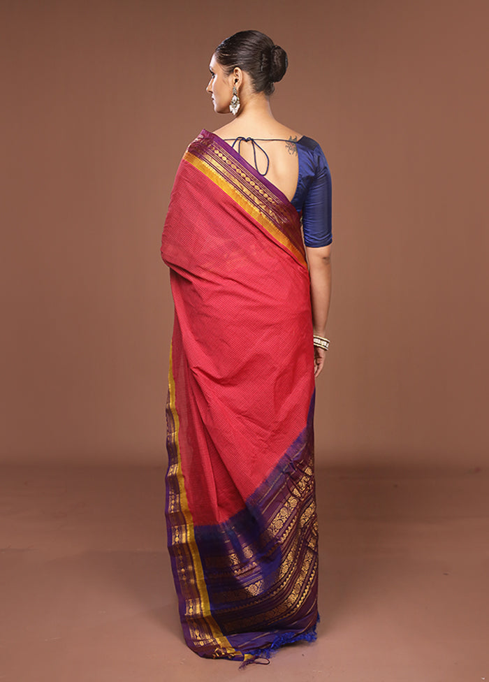 Pink Gadwal Pure Silk Saree Without Blouse Piece
