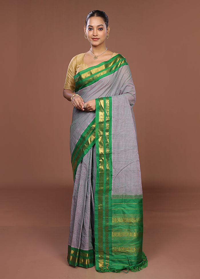 Green Gadwal Pure Silk Saree Without Blouse Piece