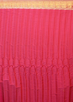 Pink Gadwal Pure Silk Saree Without Blouse Piece