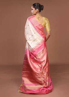 Cream Gadwal Pure Silk Saree Without Blouse Piece