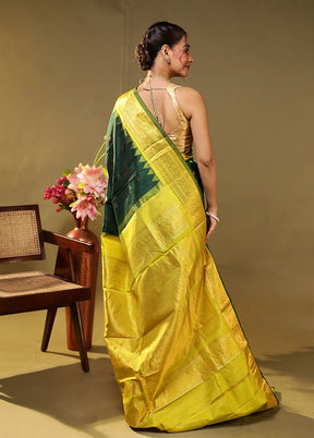 Green Gadwal Pure Silk Saree Without Blouse Piece