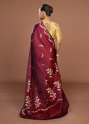Purple Banarasi Silk Saree With Blouse Piece