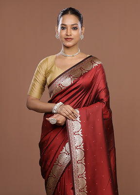 Maroon Katan Silk Saree With Blouse Piece
