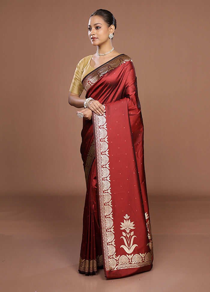Maroon Katan Silk Saree With Blouse Piece