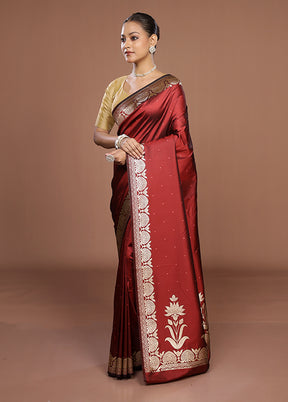 Maroon Katan Silk Saree With Blouse Piece