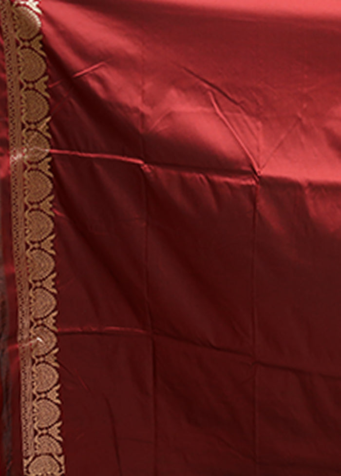 Maroon Katan Silk Saree With Blouse Piece