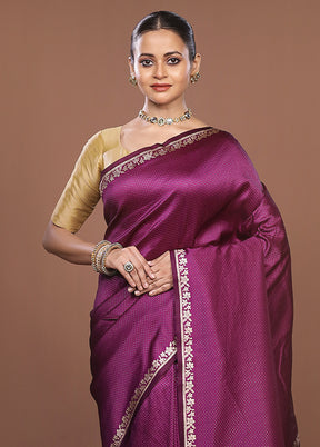 Purple Katan Silk Saree With Blouse Piece