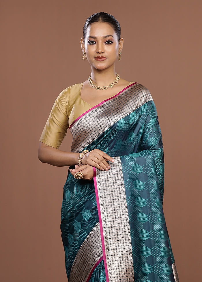Green Katan Silk Saree With Blouse Piece