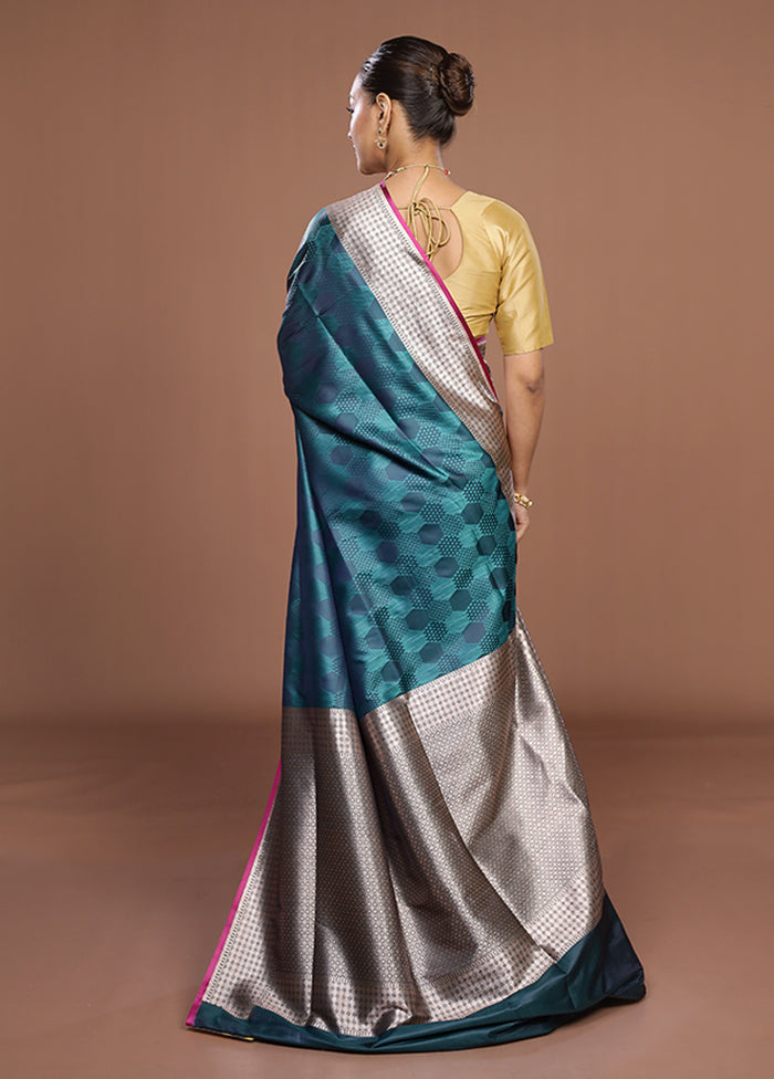 Green Katan Silk Saree With Blouse Piece