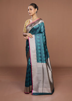 Green Katan Silk Saree With Blouse Piece
