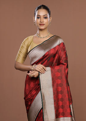 Maroon Katan Silk Saree With Blouse Piece