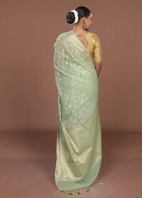 Green Kora Silk Saree With Blouse Piece